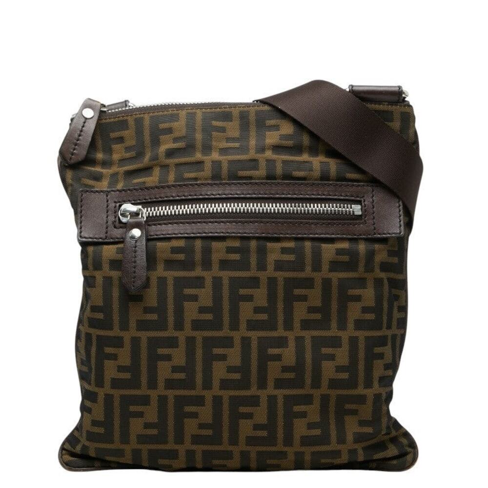 Fendi ZUCCA Shoulder Bag Khaki